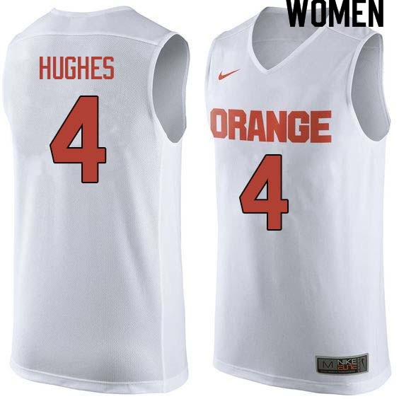 Women #4 Elijah Hughes Syracuse White College Basketball Jerseys Sale-White